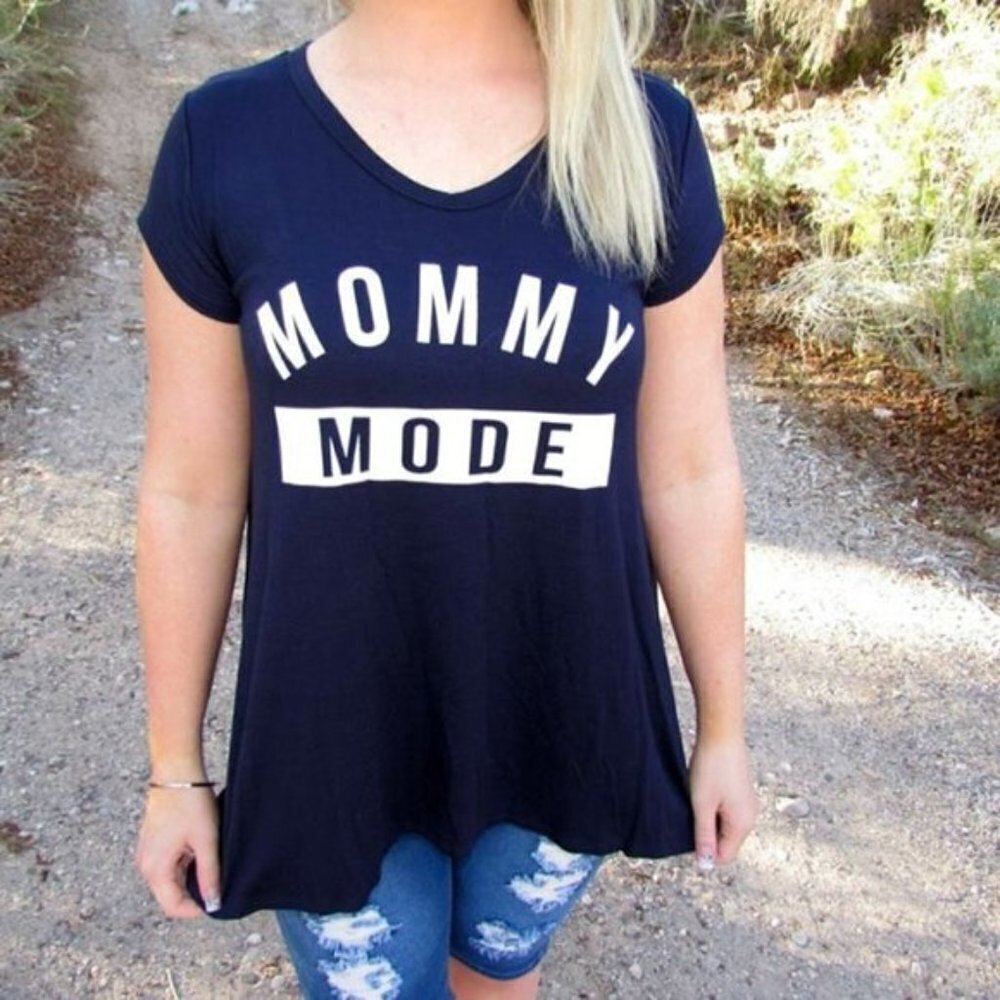 Navy Blue Mommy Mode Graphic Tee Shirt Mom Life